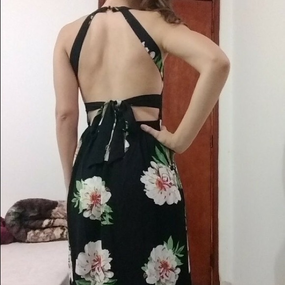 Maxi Floral summer black dress - Picture 2 of 5